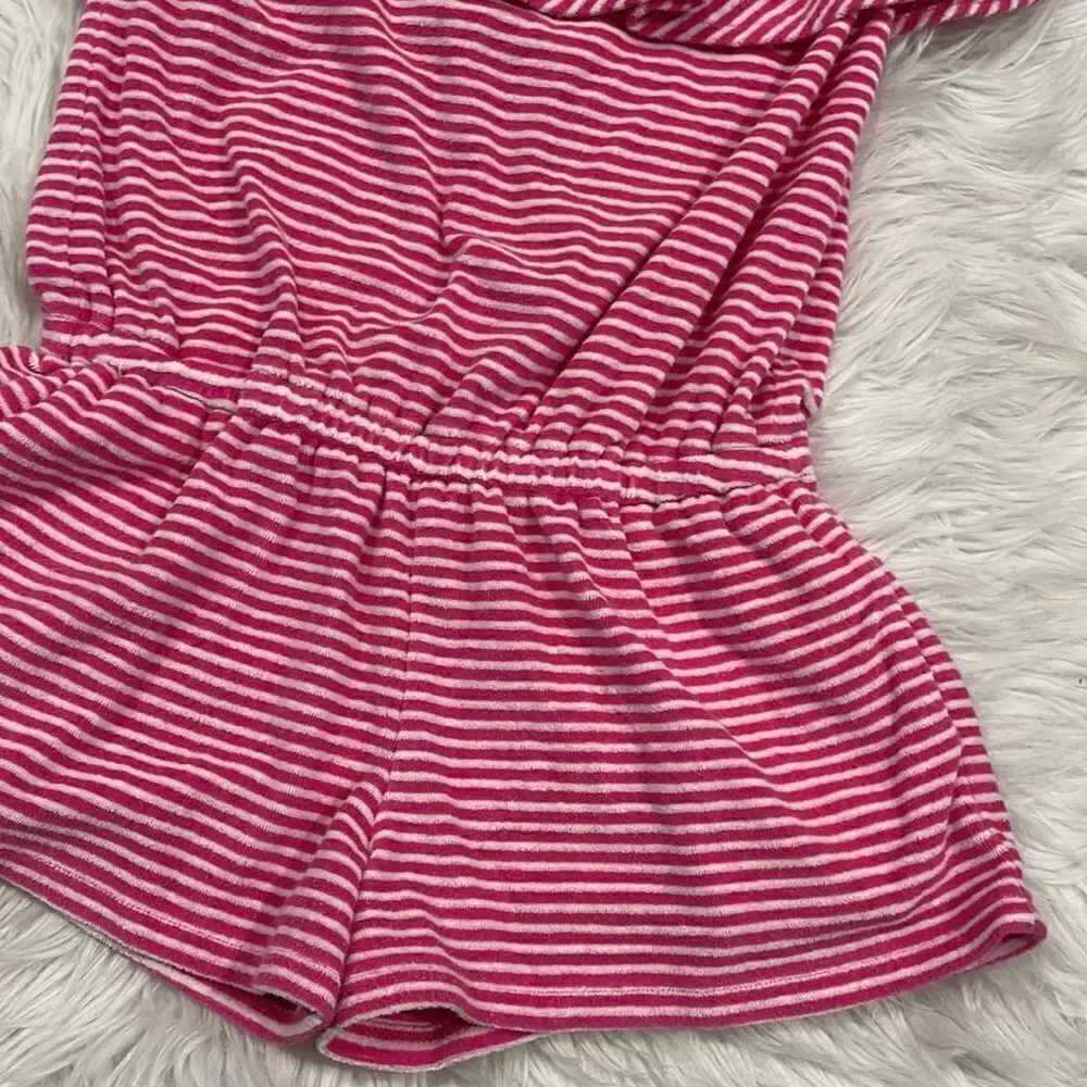 Ralph Lauren Girls Pink And White Strapless Ruffle Romper Sz M